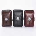 Men's Leather Bag Bum Bag Fanny Pack Mobile Phone Bag Cowhide Zipper Solid Color Daily Office & Career