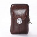 Men's Leather Bag Bum Bag Fanny Pack Mobile Phone Bag Cowhide Zipper Solid Color Daily Office & Career