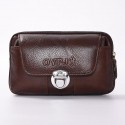 Men's Leather Bag Bum Bag Fanny Pack Mobile Phone Bag Cowhide Zipper Solid Color Daily Office & Career