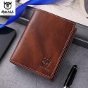 Men's Wallet Cowhide Zipper Solid Color