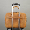 Men's Briefcase Crossbody Bag Top Handle Bag Nappa Leather Cowhide Zipper Solid Color Daily Brown