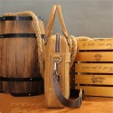 Men's Briefcase Crossbody Bag Top Handle Bag Nappa Leather Cowhide Zipper Solid Color Daily Brown