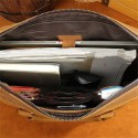 Men's Briefcase Crossbody Bag Top Handle Bag Nappa Leather Cowhide Zipper Solid Color Daily Brown