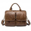 Men's Leather Bag Work Bag Messenger Bag Briefcase Nappa Leather Cowhide Zipper Solid Color Daily Office & Career