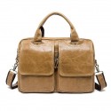 Men's Leather Bag Work Bag Messenger Bag Briefcase Nappa Leather Cowhide Zipper Solid Color Daily Office & Career