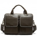 Men's Leather Bag Work Bag Messenger Bag Briefcase Nappa Leather Cowhide Zipper Solid Color Daily Office & Career