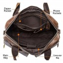 Men's Leather Bag Work Bag Messenger Bag Briefcase Nappa Leather Cowhide Zipper Solid Color Daily Office & Career
