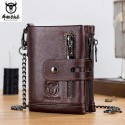 Men's Wallet Nappa Leather Zipper Solid Color Daily Office & Career