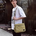 Men's Canvas Bag Messenger Bag Crossbody Bag Canvas Zipper Solid Color Daily Black Khaki Brown