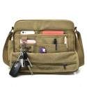 Men's Canvas Bag Messenger Bag Crossbody Bag Canvas Zipper Solid Color Daily Black Khaki Brown
