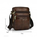 men genuine leather business casual solid color leather shoulder bag crossbody bag