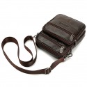 Men's Messenger Bag Leather Shoulder Messenger Bag Crossbody Bag Cowhide Zipper Solid Color Daily Coffee Brown