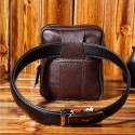 Men's Messenger Bag Leather Shoulder Messenger Bag Crossbody Bag Cowhide Zipper Solid Color Daily Coffee Brown