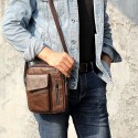 Men's 2022 Messenger Bag Crossbody Bag Nappa Leather Cowhide Zipper Solid Color Daily Going out Black Brown Coffee