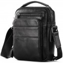 Men's Retro Leather Bag Crossbody Bag Nappa Leather Cowhide Zipper Plain Daily Going out Black Dark Coffee