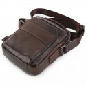 Men's Retro Leather Bag Crossbody Bag Nappa Leather Cowhide Zipper Plain Daily Going out Black Dark Coffee