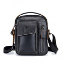 Men's Cowhide Leather Messenger Bag Shoulder Messenger Bag Crossbody Bag Daily Outdoor Black Brown