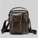 Men's Cowhide Leather Messenger Bag Shoulder Messenger Bag Crossbody Bag Daily Outdoor Black Brown