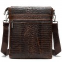 Men's Retro Leather Bag Messenger Bag Mobile Phone Bag Messenger Bag Crossbody Bag Nappa Leather Cowhide Zipper Crocodile Daily Black Coffee