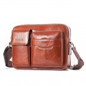 men genuine leather large capacity crossbody bag