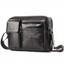 men genuine leather large capacity crossbody bag