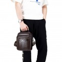Men's Sling Bags Crossbody Bag Nappa Leather Zipper Solid Color Daily Office & Career Coffee