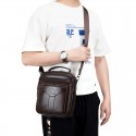 Men's Sling Bags Crossbody Bag Nappa Leather Zipper Solid Color Daily Office & Career Coffee