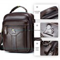 Men's Sling Bags Crossbody Bag Nappa Leather Zipper Solid Color Daily Office & Career Coffee