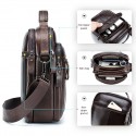Men's Sling Bags Crossbody Bag Nappa Leather Zipper Solid Color Daily Office & Career Coffee