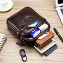 Men's Sling Bags Crossbody Bag Nappa Leather Zipper Solid Color Daily Office & Career Coffee