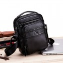 Men's Messenger Bag Shoulder Messenger Bag Crossbody Bag Cowhide Pattern / Print Solid Color Daily Office & Career Black Brown Coffee