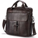 Men's Retro Handbags Crossbody Bag Top Handle Bag Nappa Leather Cowhide Zipper Solid Color Daily Office & Career Coffee