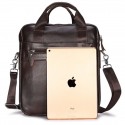 Men's Retro Handbags Crossbody Bag Top Handle Bag Nappa Leather Cowhide Zipper Solid Color Daily Office & Career Coffee