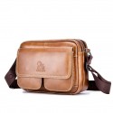 Men's Unisex 2022 Messenger Bag Crossbody Bag Cowhide Zipper Leather Fashion Daily Formal Outdoor Brown