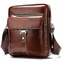 Men's Retro Leather Bag Crossbody Bag Nappa Leather Cowhide Zipper Plain Daily Going out Black Brown