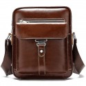 Men's Retro Leather Bag Crossbody Bag Nappa Leather Cowhide Zipper Plain Daily Going out Black Brown