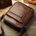 Men's Leather Bag 2022 Messenger Bag Crossbody Bag Genuine Leather Zipper Solid Color Casual Daily Office Black Brown