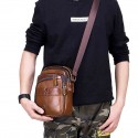 Men's Messenger Bag Crossbody Bag Cowhide Zipper Daily Outdoor Black Brown