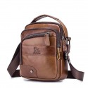 Men's Messenger Bag Crossbody Bag Cowhide Zipper Daily Outdoor Black Brown