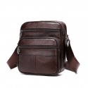 Men's Handbags Messenger Bag Shoulder Messenger Bag Crossbody Bag Cowhide Zipper Going out Office & Career Black Dark Coffee Brown