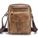 Men's Messenger Bag Shoulder Messenger Bag Crossbody Bag Cowhide Zipper Solid Color Daily Outdoor Black Brown Yellow