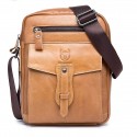 Men's Messenger Bag Shoulder Messenger Bag Crossbody Bag Cowhide Zipper Solid Color Daily Outdoor Black Brown Yellow