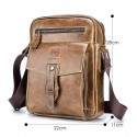 Men's Messenger Bag Shoulder Messenger Bag Crossbody Bag Cowhide Zipper Solid Color Daily Outdoor Black Brown Yellow