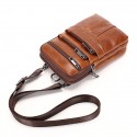 men's leather cowhide mini messenger bag crossbody bag pouch 7 inch waist bag with belt, retro phone bag