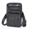 men's leather cowhide mini messenger bag crossbody bag pouch 7 inch waist bag with belt, retro phone bag