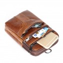 men's leather cowhide mini messenger bag crossbody bag pouch 7 inch waist bag with belt, retro phone bag
