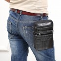 men's leather cowhide mini messenger bag crossbody bag pouch 7 inch waist bag with belt, retro phone bag