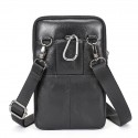 men's leather cowhide mini messenger bag crossbody bag pouch 7 inch waist bag with belt, retro phone bag