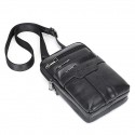 men's leather cowhide mini messenger bag crossbody bag pouch 7 inch waist bag with belt, retro phone bag