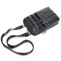 men's leather cowhide mini messenger bag crossbody bag pouch 7 inch waist bag with belt, retro phone bag